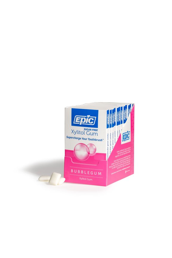 Xylitol Chewing Gum - Sugar Free & Aspartame Free Chewing Gum Sweetened w/Xylitol for Dry Mouth & Gum Health (Bubblegum, 12-Piece Pack, 12 Packs)