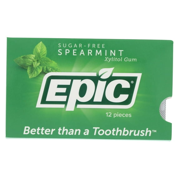 Epic Dental Gum Sugar-Free Spearmint -- 12 Pieces -- Case of 12