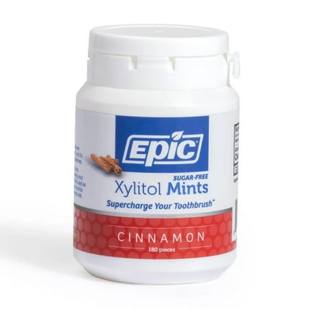 Epic Xylitol Mints - Sugar Free & Aspartame Free Mints Sweetened w/Xylitol for Dry Mouth & Gum Health (Cinnamon, 180-Piece Bottle)