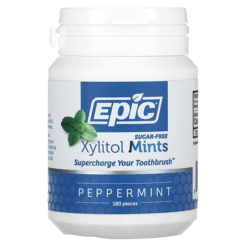 Epic Dental, Xylitol Mints, Peppermint, Sugar-Free, 180 Pieces Pack of 3