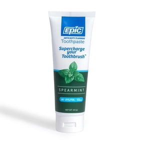 Epic Xylitol Toothpaste - Fluoride, Sugar Free & Aspartame Free Toothpaste Sweetened w/Xylitol for Clean Teeth & Gum Health (Spearmint, 4.9oz Tube, 2 Tubes)
