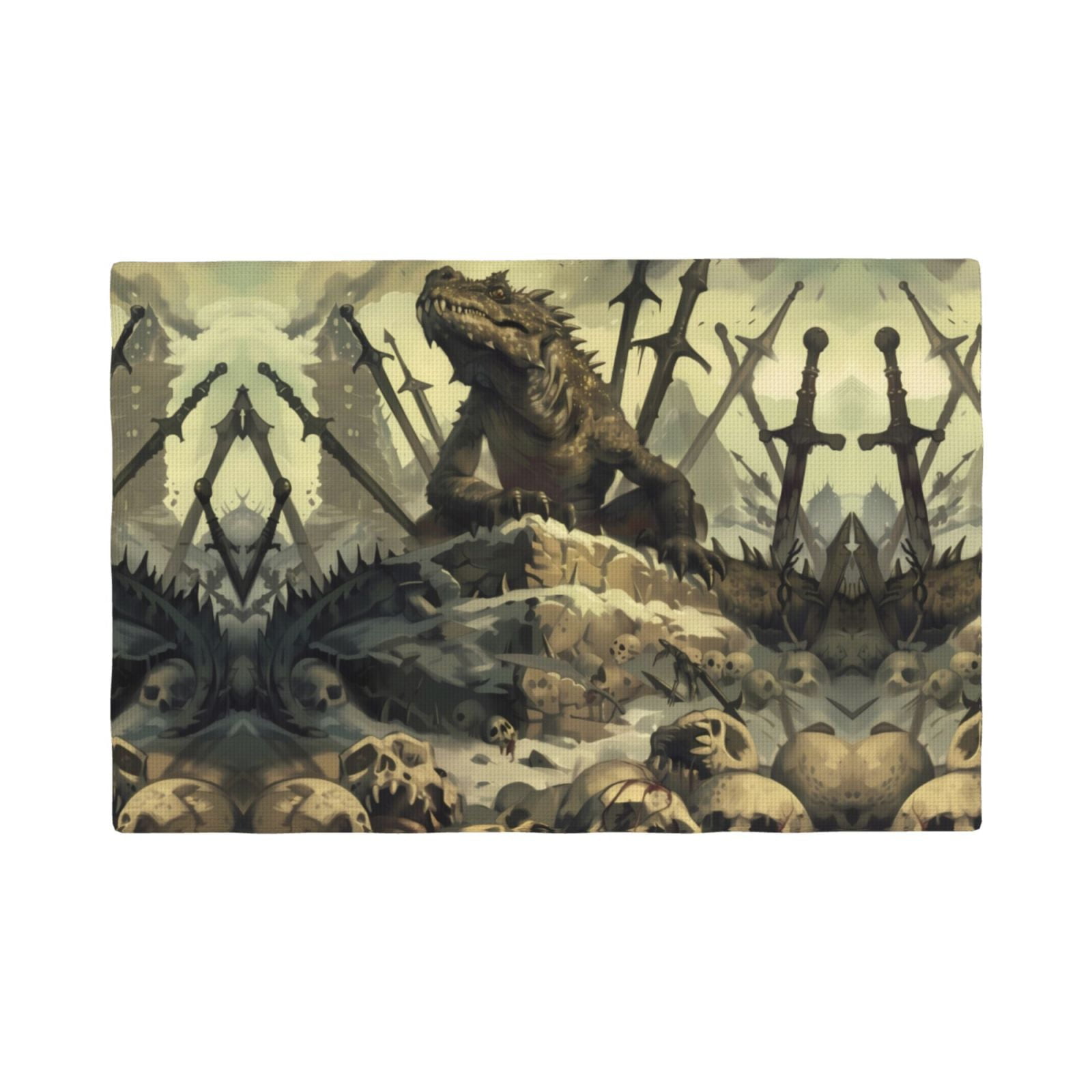 Epic Dragon Skull Scene Placemats Set of 4, Heat Resistant Place Mats