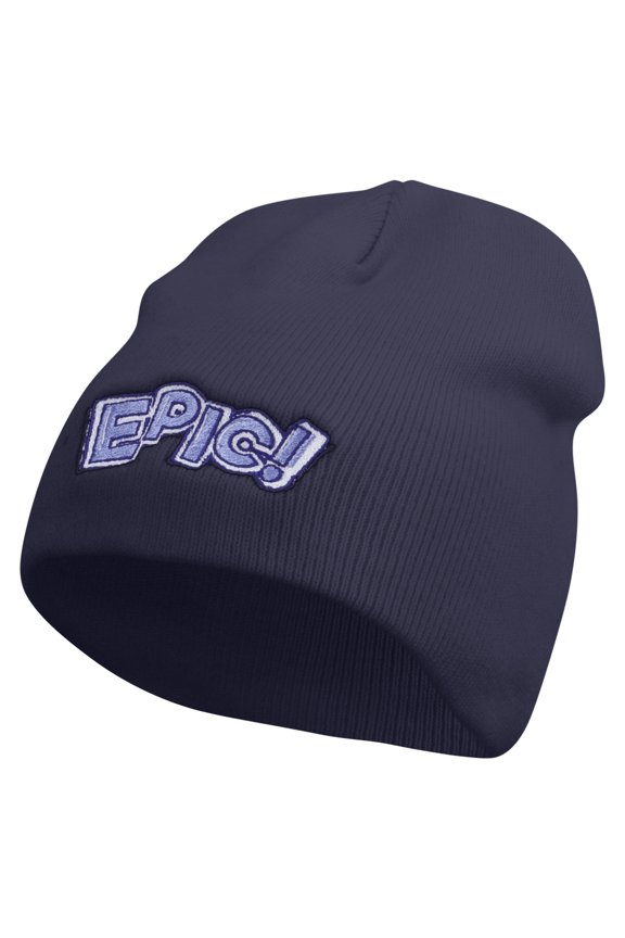 Epic! Embroidered 8 Inch Short Beanie - Navy OSFM