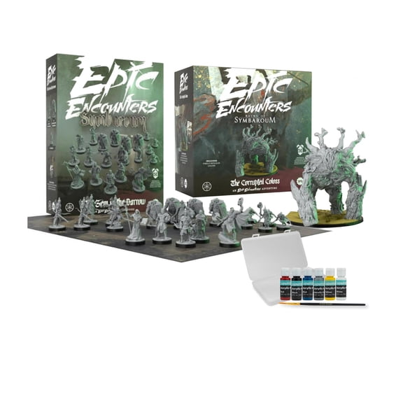 Epic Encounters: Ruins of Symbaroum - The Gem in the Barrow & The Corrupted Coloss with Paints and Wet Palette Kit (Bundle)