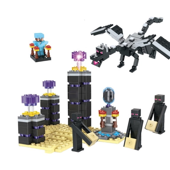Epic Ender Dragon Battle Building Set, Giant Pixel Boss Fight Construction Toy with Dragon Figure & Battle Scene, Premium Building Bricks Kit, Gift for Hardcore Pixel Game Enthusiasts