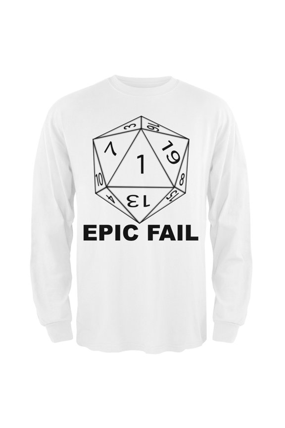 Epic Fail D20 Role Playing Game Adult Long Sleeve T-Shirt - Small
