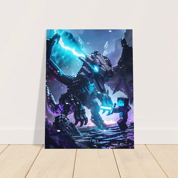 Epic Gamer Room Wall Art – Minecraft Ender Dragon Poster Print 8x12 UNFRAMED
