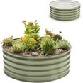 thumbnail image 1 of Epic Gardening 5-in-1 Galvanized Raised Garden Bed Kit, 15" Tall Round Metal Planter, Light Clay, Outdoor Use, 1 of 7