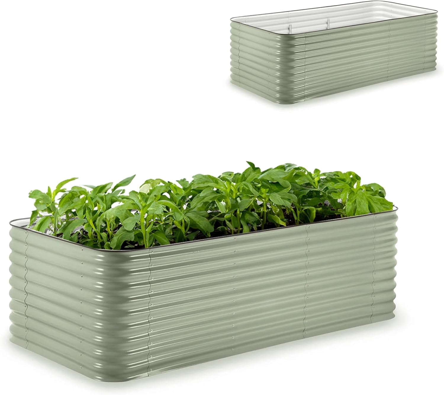 Epic Gardening 5-in-1 Galvanized Raised Garden Bed Kit, 29" Tall Food-Safe Metal Planter Box - Mist Green