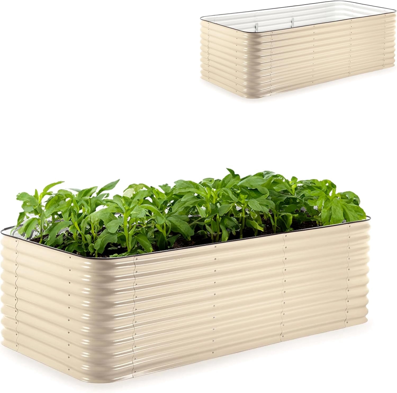 Epic Gardening 5-in-1 Large Modular Galvanized Raised Garden Bed Kit - 29" Tall, Food-Safe, Slate Grey
