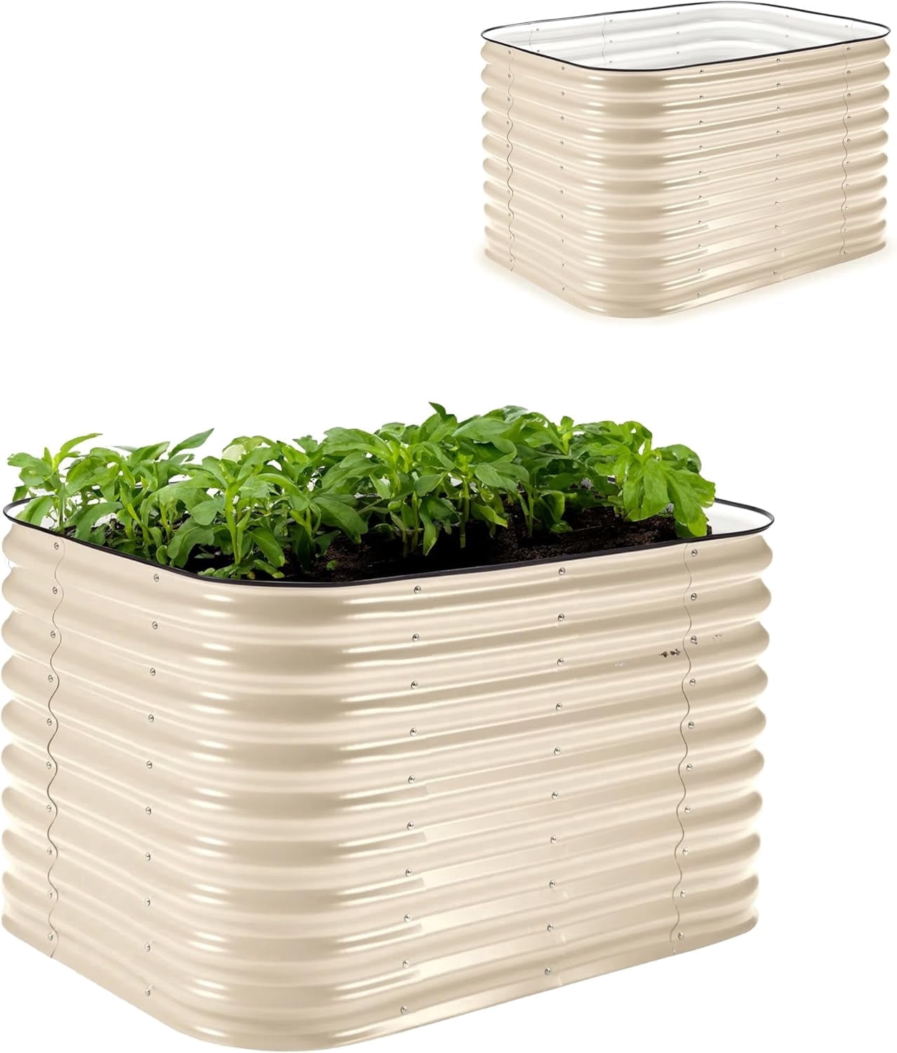 Epic Gardening 6-in1 Small Modular Galvanized Raised Garden Bed Kit, 15" Tall Metal Planter Box, Mist Green