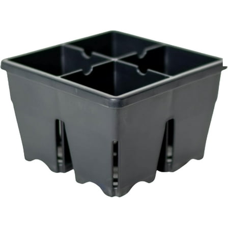 Epic Gardening Reusable Seed Starter Tray, 4 Cell 3" Deep, Easy Watering, Indoor Greenhouse, Gardener Friendly for Seedlings, Black, 4-pk