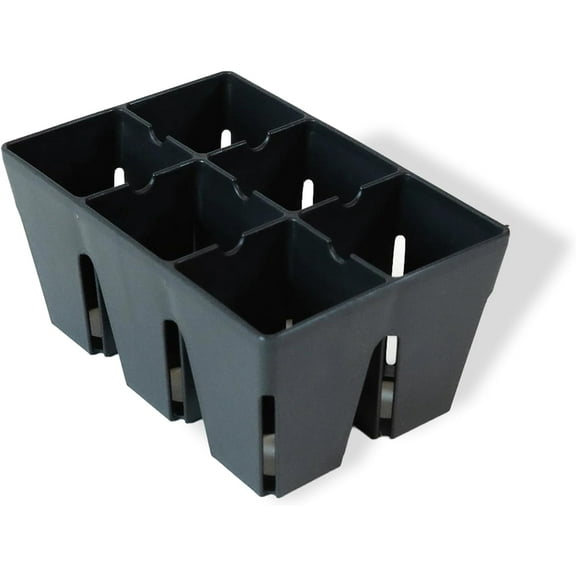 Epic Gardening Reusable Seed Tray, 6-Cell Plastic Plant Germination Kit, UV-Treated & BPA-Free, Indoor Greenhouse Gardening, Black, 6-pk