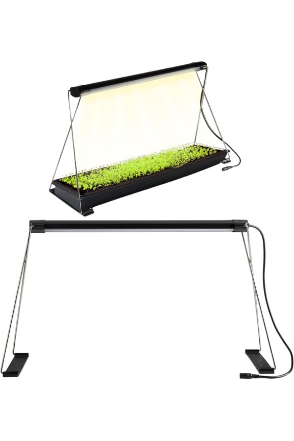 Seed Starting Grow Light, Full-Spectrum LED with Adjustable Height for Indoor Seedlings, Energy-Efficient, Light with Timer (Small)