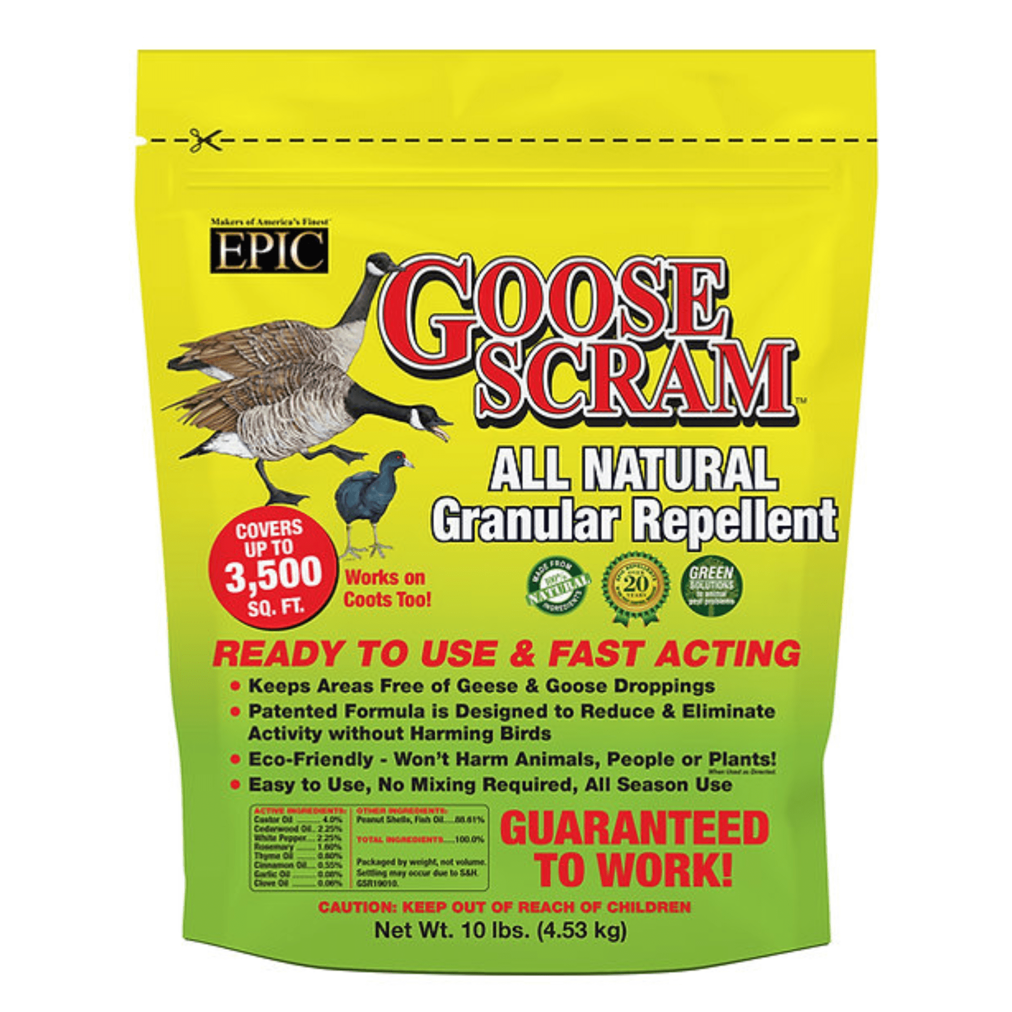 Epic Goose Scram All Natural Granular Animal Repellent Resealable Bag, 12lbs