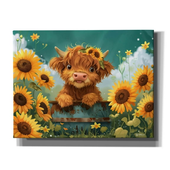 Epic Graffiti 'A Cute Happy Highland Cow 2' by Momart Canvas Wall Art, 34" x 26"