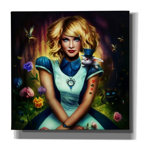 Epic Graffiti 'Alice in Wonderland' by JoJoesArt, Canvas Wall Art, 12"x12"