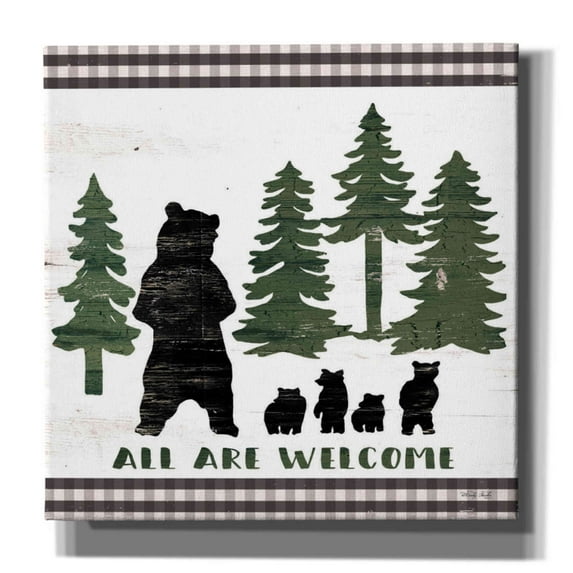 Epic Graffiti 'All Are Welcome Lodge' by Cindy Jacobs, Canvas Wall Art, 12"x12"