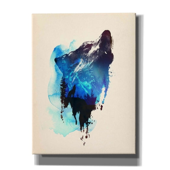 Epic Graffiti 'Alone As a Wolf' by Robert Farkas, Giclee Canvas Wall Art, 40"x54"