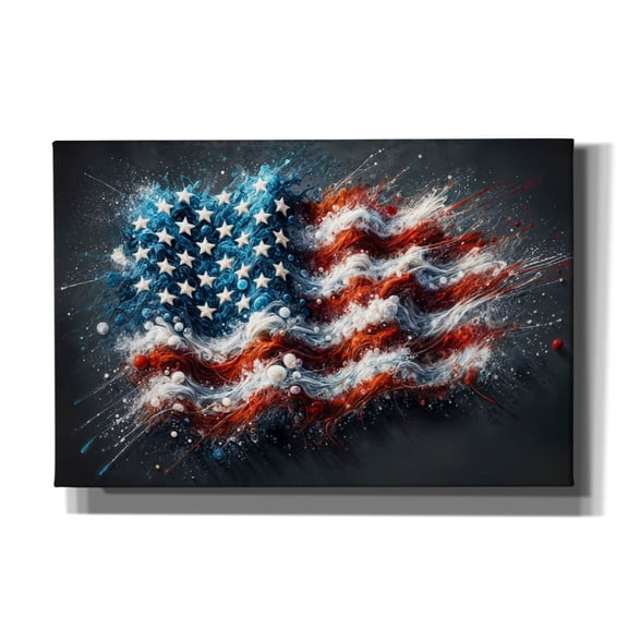Epic Graffiti 'American Flag Paint Splash Style' by Rey Klimt Canvas Wall Art, 18" x 12"