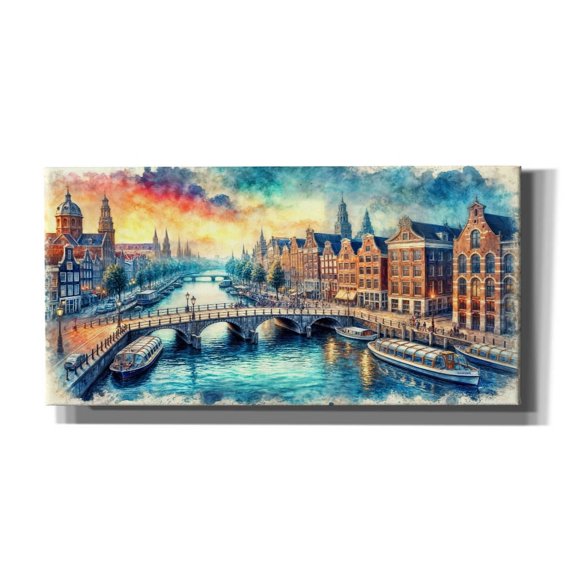 Epic Graffiti 'Amsterdam Watercolor' by Rey Klimt Canvas Wall Art, 24" x 12"