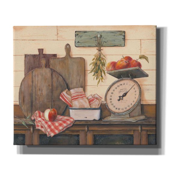 Epic Graffiti 'Apples and Tea Towels II' by Pam Britton, Canvas Wall Art, 24"x20"