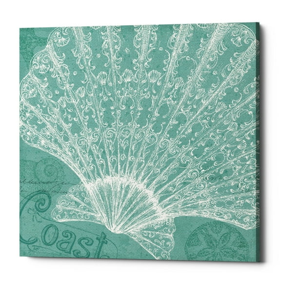 Epic Graffiti  'Aqua Treasure III' by Daphne Brissonnet, Giclee Canvas Wall Art, 12"x12" 18" x 18"