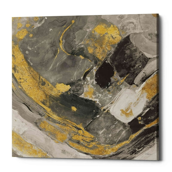 Epic Graffiti 'Arroyo Gold and Black' by Albena Hristova, Canvas Wall Art, 37"x37"