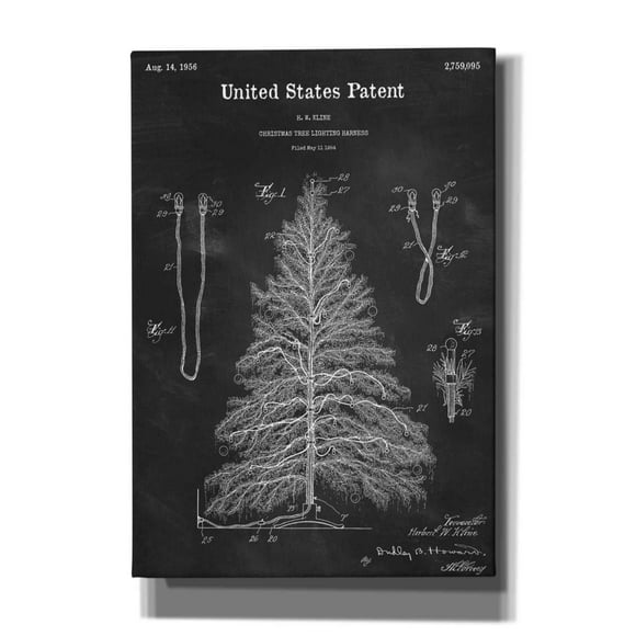 Epic Graffiti 'Artificial Christmas Tree Blueprint Patent Chalkboard,' Canvas Wall Art, 18"x26"