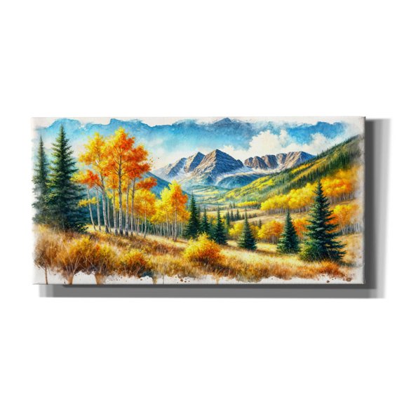 Epic Graffiti 'Aspen Landscape Watercolor' by Rey Klimt Canvas Wall Art, 24" x 12"