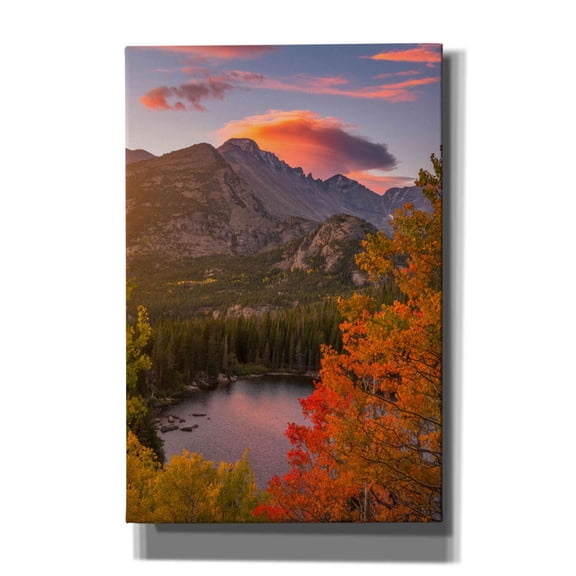 Epic Graffiti 'Autumn Sunrise over Longs Peak - Rocky Mountain National Park' by Darren White, Giclee Canvas Wall Art, 12"x18"