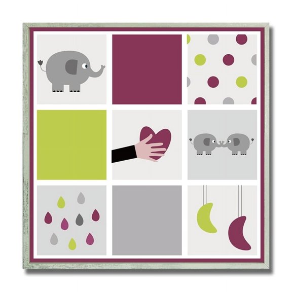 Epic Graffiti "Baby Elephant" Kid's Framed Wall Art, 12" x 12" - 12" x 12"