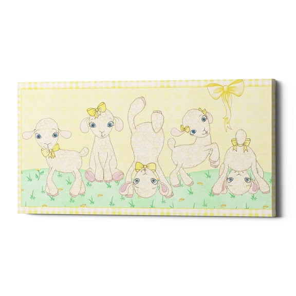 Epic Graffiti 'Baby Shower Yellow Lambs' by Elyse DeNeige, Canvas Wall Art, 40"x20"