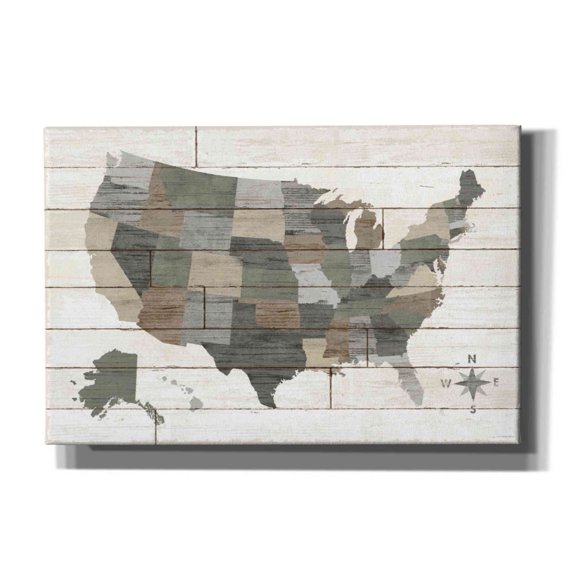 Epic Graffiti 'Barnboard Map Neutral' by Sue Schlabach, Canvas Wall Art, 60"x40"