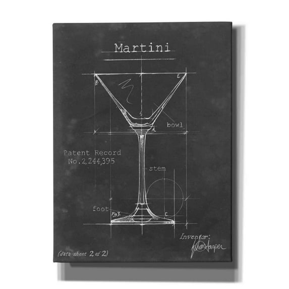 Epic Graffiti 'Barware Blueprint V' by Ethan Harper Giclee Canvas Wall Art, 12"x16" 12 x 16