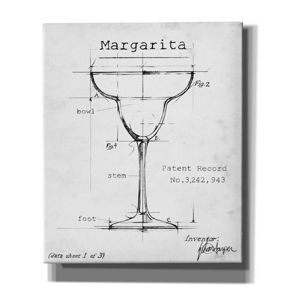 Epic Graffiti 'Barware Blueprint VI' by Ethan Harper, Giclee Canvas Wall Art, 20"x24"