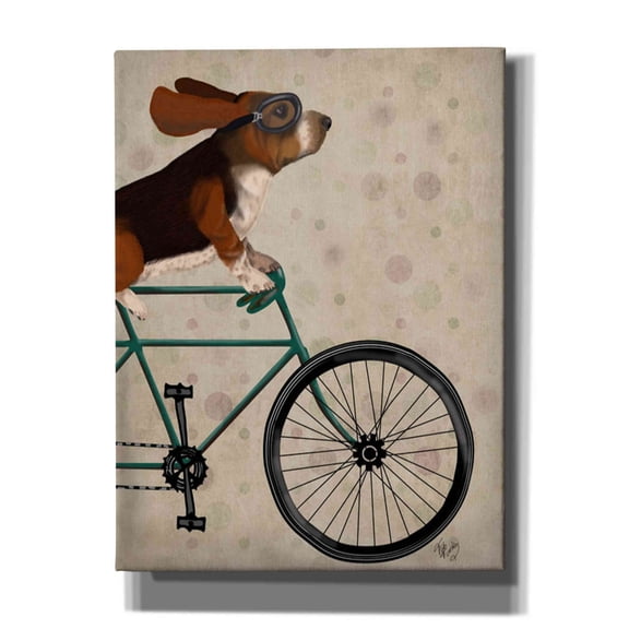 Epic Graffiti 'Basset Hound on Bicycle' by Fab Funky Canvas Wall Art, 16"x18"