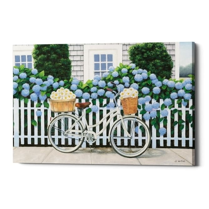 Beach Days II White Bicycle Landscape Canvas Wall Art, 18" x 26"