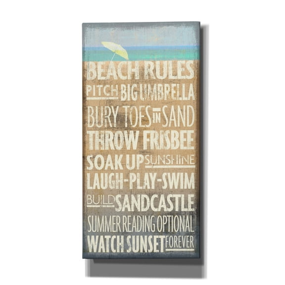 Epic Graffiti 'Beach Rules' by Art Licensing Studio Canvas Wall Art, 12" x 24"