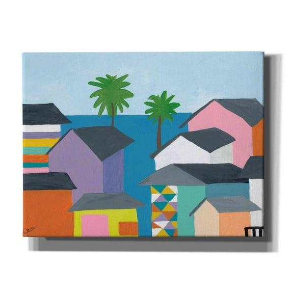 Epic Graffiti 'Beachfront Property 2' by Jan Weiss, Canvas Wall Art, 34"x26"