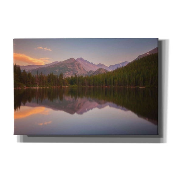 Epic Graffiti 'Bear Lake Sunset Reflection - Rocky Mountain National Park' by Darren White, Giclee Canvas Wall Art, 18"x12"