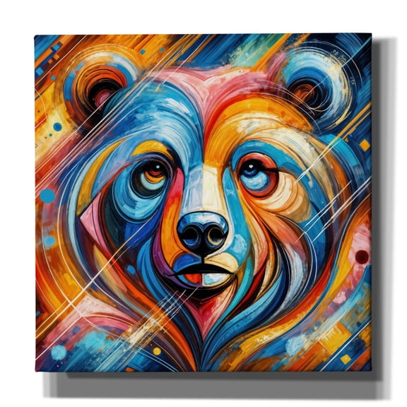 Epic Graffiti 'Bear Portrait Abstract' by Rey Klimt Canvas Wall Art, 12" x 12"