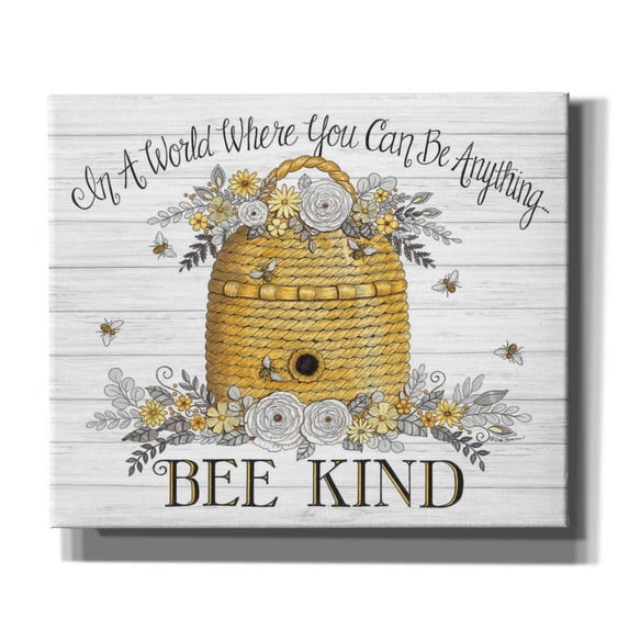 Epic Graffiti 'Bee Kind Bee Hive' by Deb Strain, Giclee Canvas Wall Art, 24"x20"