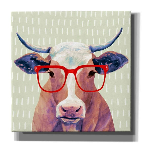 Epic Graffiti 'Bespectacled Bovine I' by Victoria Borges, Canvas Wall Art, 26"x26"