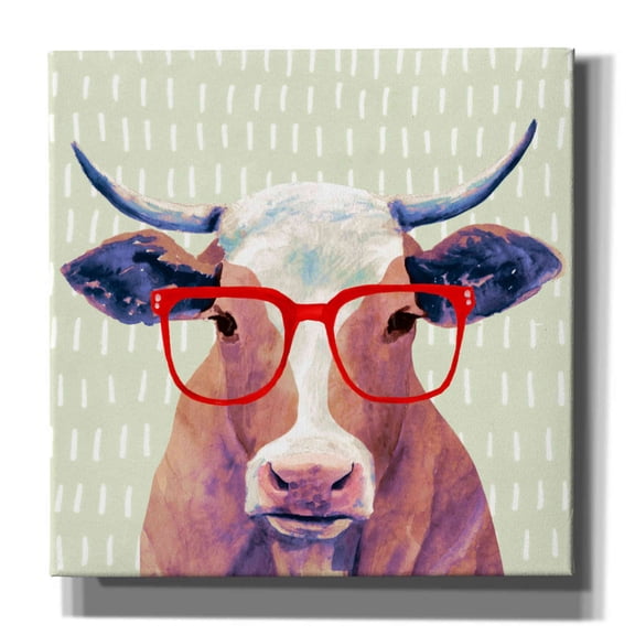 Epic Graffiti 'Bespectacled Bovine I' by Victoria Borges, Canvas Wall Art, 37"x37"