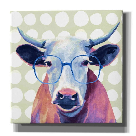 Epic Graffiti 'Bespectacled Bovine II' by Victoria Borges, Canvas Wall Art, 26"x26"