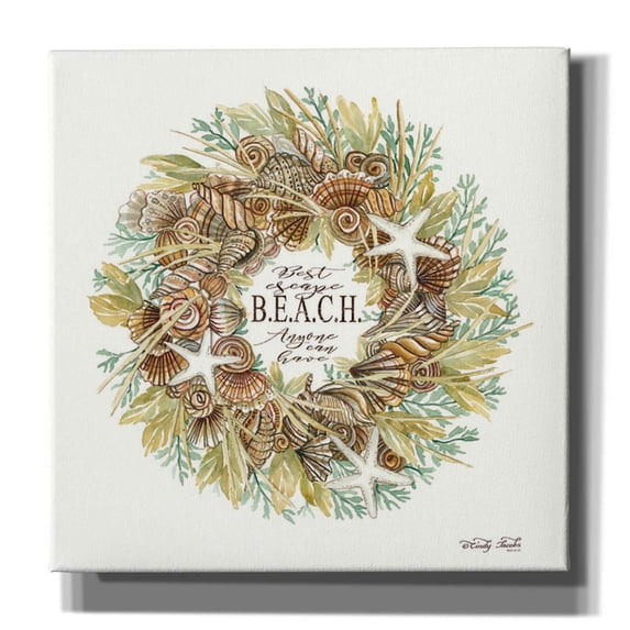Epic Graffiti 'Best Escape Shell Wreath' by Cindy Jacobs, Canvas Wall Art, 26"x26"
