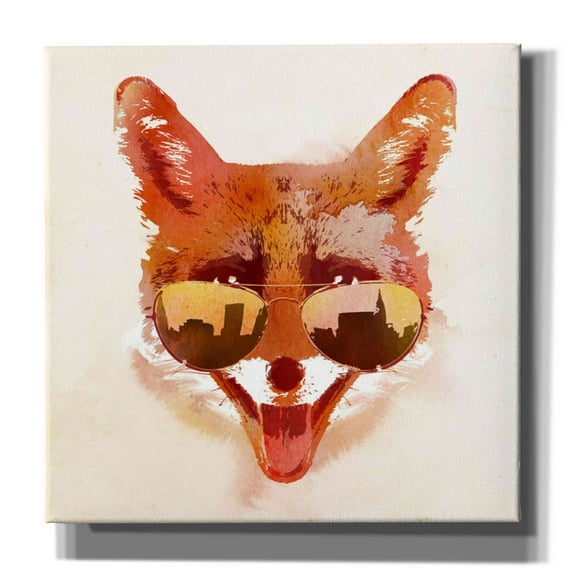 Epic Graffiti 'Big Town Fox' by Robert Farkas, Giclee Canvas Wall Art, 26"x26"