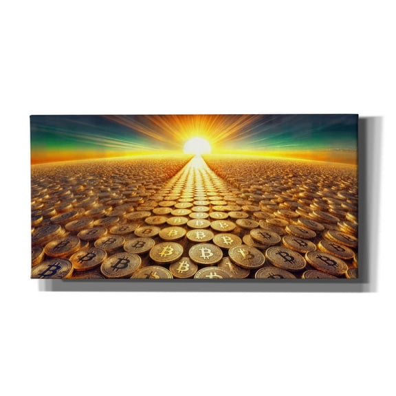 Epic Graffiti 'Bitcoin Crypto Road To Prosperity & Wealth' by Rey Klimt Canvas Wall Art, 24" x 12"