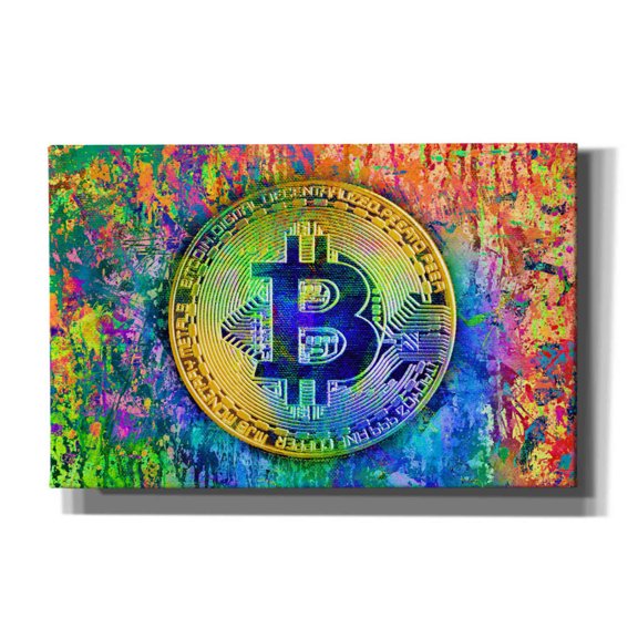 Epic Graffiti 'Bitcoin Pollock,' by Epic Graffiti Portfolio, Canvas Wall Art, 40"x26"